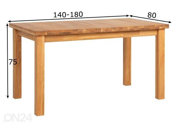 Pikendatav söögilaud 140/180x80 cm mõõdud