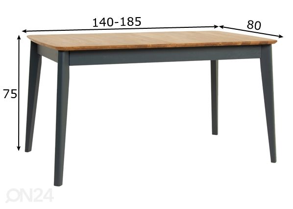 Pikendatav söögilaud 140/185x80 cm mõõdud
