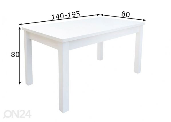 Pikendatav söögilaud 140-195x80 cm mõõdud