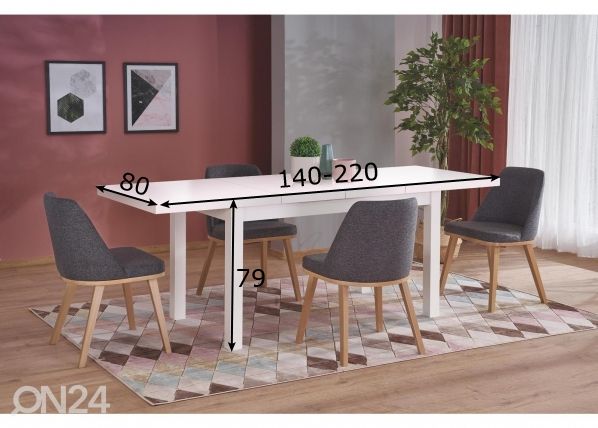 Pikendatav söögilaud 140/220x80 cm mõõdud