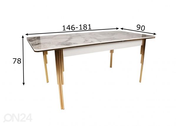 Pikendatav söögilaud 146/181x90 cm mõõdud
