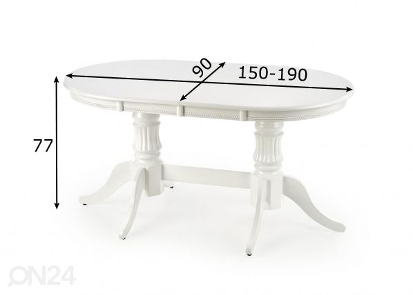 Pikendatav söögilaud 150/190x90 cm mõõdud