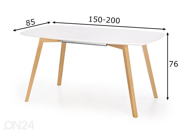 Pikendatav söögilaud 150-200x85 cm mõõdud