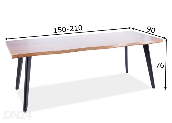 Pikendatav söögilaud 150-210x90 cm mõõdud