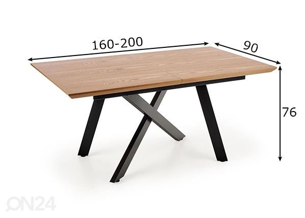 Pikendatav söögilaud 160-200x90 cm mõõdud