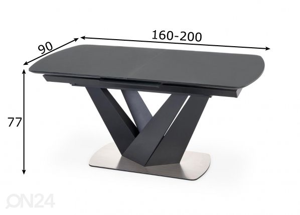 Pikendatav söögilaud 160/200x90 cm mõõdud