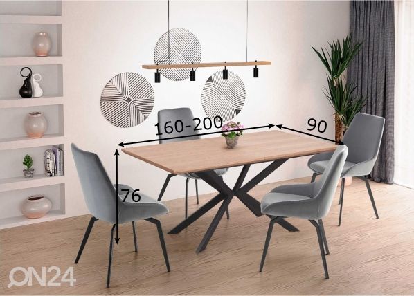 Pikendatav söögilaud 160/200x90 cm mõõdud