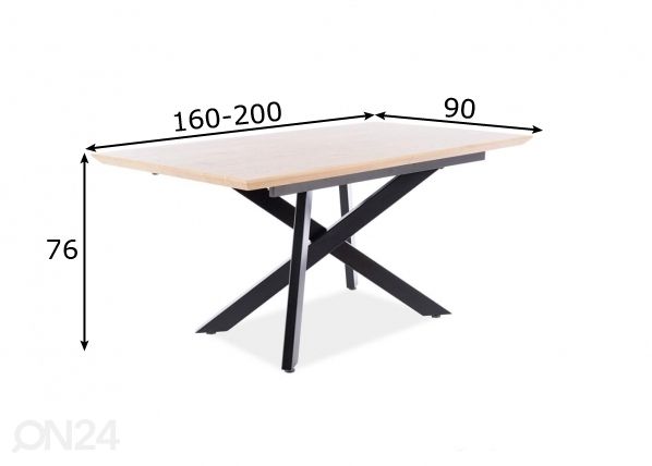 Pikendatav söögilaud 160-200x90 cm mõõdud