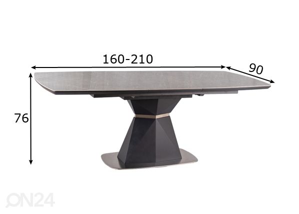 Pikendatav söögilaud 160-210x90 cm mõõdud