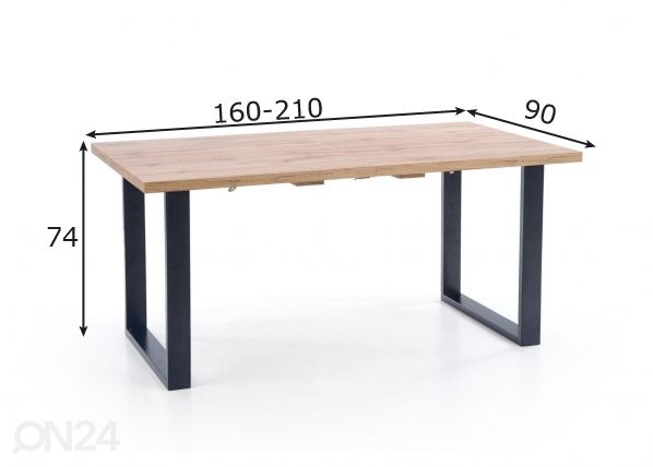 Pikendatav söögilaud 160/210x90 cm mõõdud