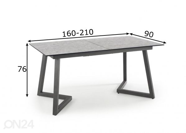 Pikendatav söögilaud 160/210x90 cm mõõdud