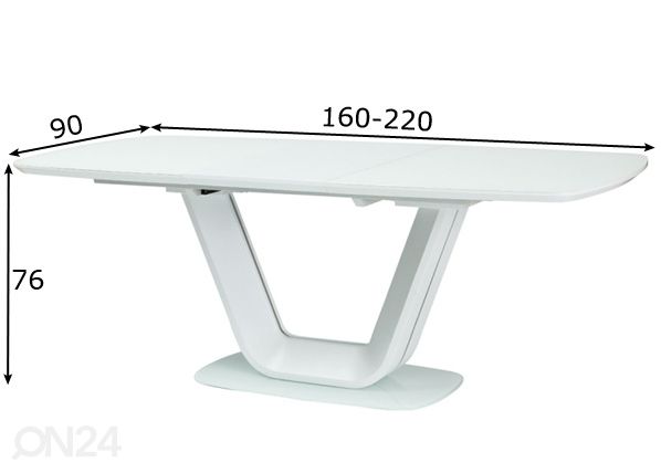 Pikendatav söögilaud 160-220x90 cm mõõdud