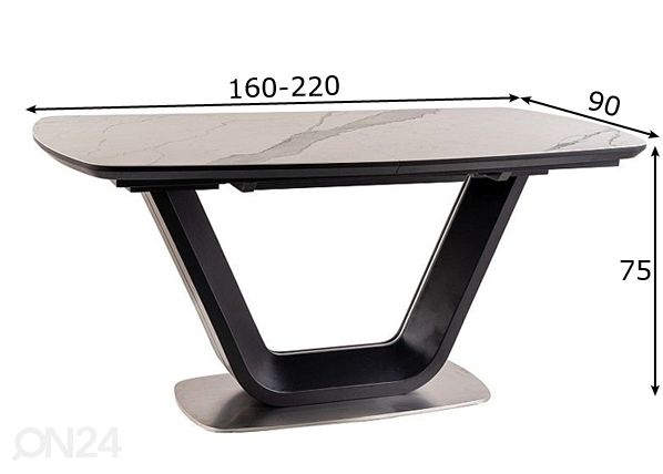 Pikendatav söögilaud 160-220x90 cm mõõdud