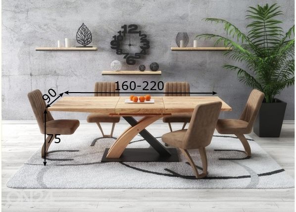 Pikendatav söögilaud 160/220x90 cm mõõdud