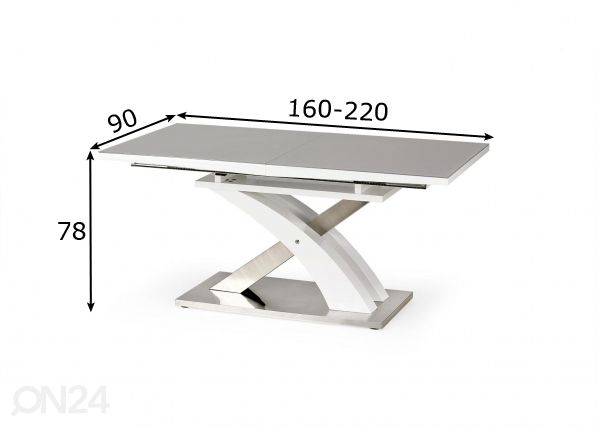 Pikendatav söögilaud 160/220x90 cm mõõdud
