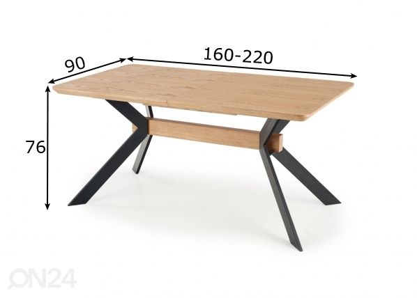 Pikendatav söögilaud 160/220x90 cm mõõdud