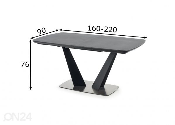 Pikendatav söögilaud 160/220x90 cm mõõdud