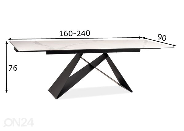 Pikendatav söögilaud 160-240x90 cm mõõdud