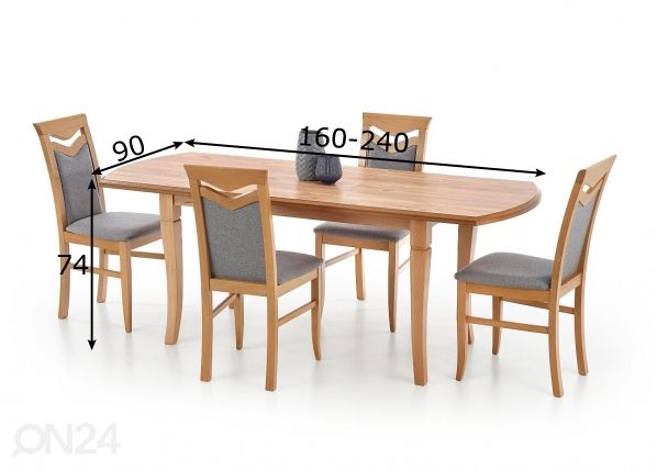 Pikendatav söögilaud 160/240x90 cm mõõdud