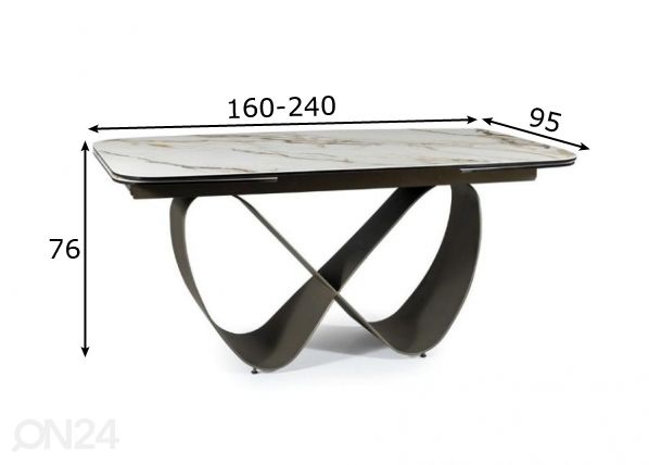 Pikendatav söögilaud 160-240x95 cm mõõdud