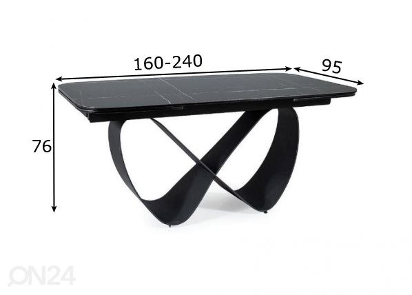 Pikendatav söögilaud 160-240x95 cm mõõdud