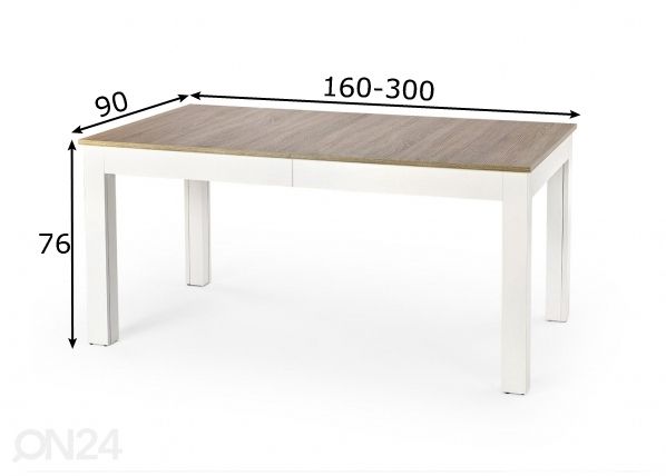 Pikendatav söögilaud 160/300x90 cm mõõdud
