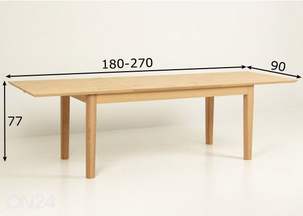 Pikendatav söögilaud 180/270x90 cm mõõdud