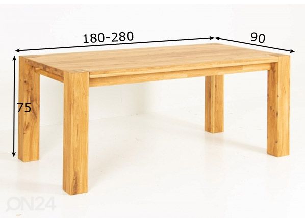 Pikendatav söögilaud 180-280x90 cm mõõdud