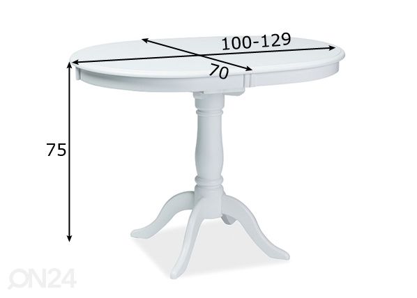 Pikendatav söögilaud 70x100-129 cm mõõdud