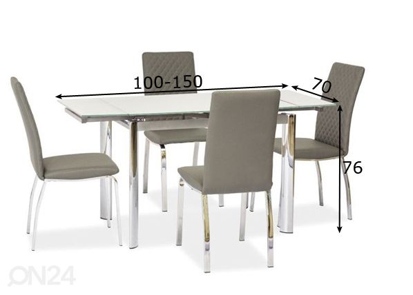 Pikendatav söögilaud 70x100-150 cm mõõdud