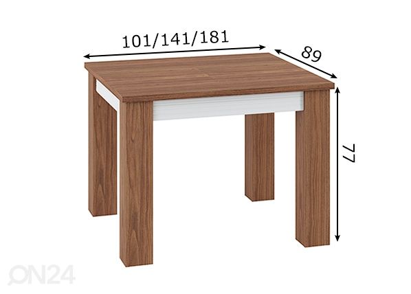 Pikendatav söögilaud 77x101/141/181cm