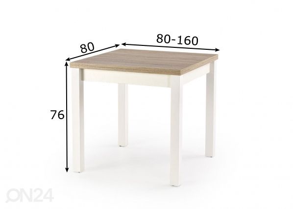 Pikendatav söögilaud 80/160x80 cm mõõdud