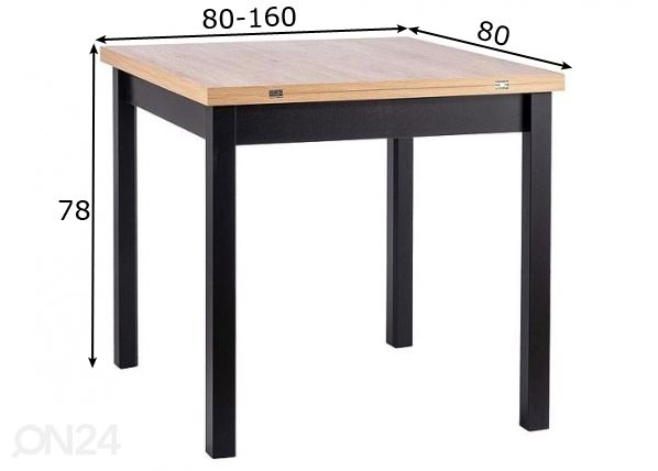 Pikendatav söögilaud 80-160x80 cm mõõdud