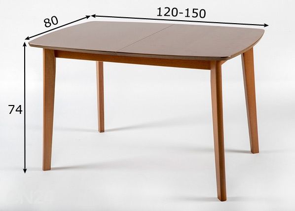 Pikendatav söögilaud 80x120-150 cm, pähkel mõõdud