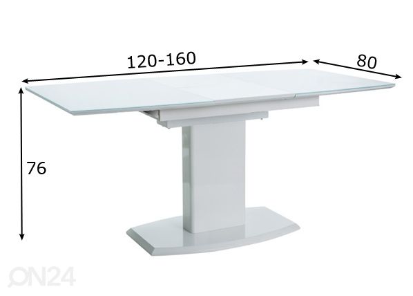 Pikendatav söögilaud 80x120-160 cm mõõdud