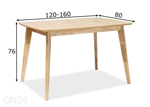 Pikendatav söögilaud 80x120-160 cm mõõdud