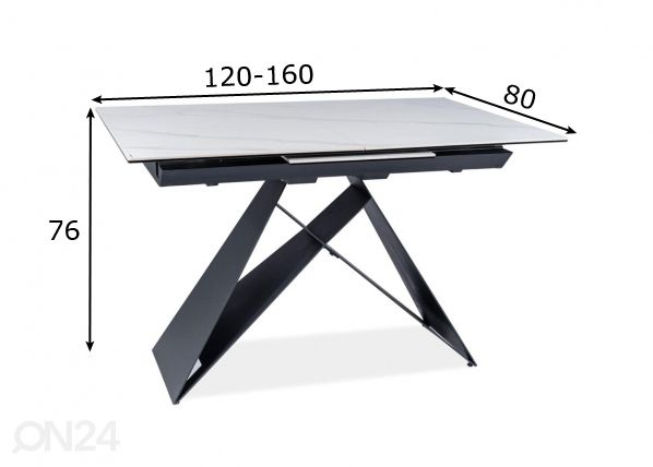 Pikendatav söögilaud 80x120-160 cm mõõdud