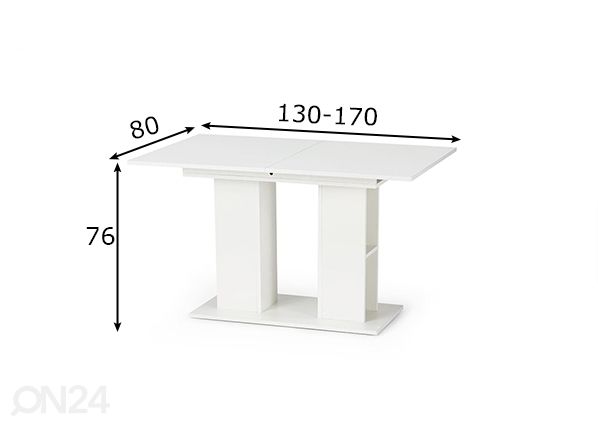 Pikendatav söögilaud 80x130-170 cm mõõdud