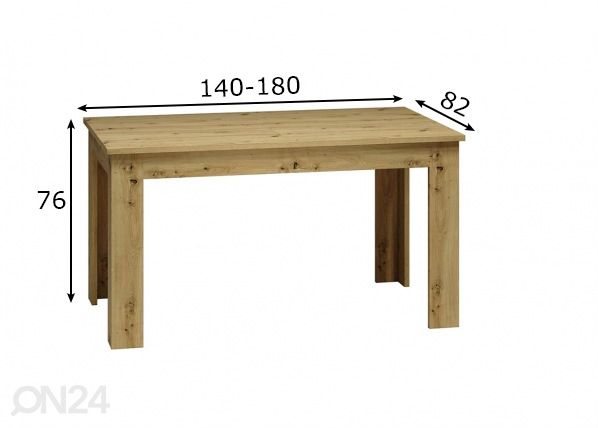 Pikendatav söögilaud 82x140-180 cm mõõdud