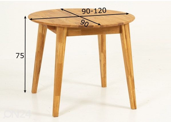 Pikendatav söögilaud 90-120x90 cm mõõdud