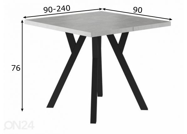 Pikendatav söögilaud 90-240x90 cm mõõdud