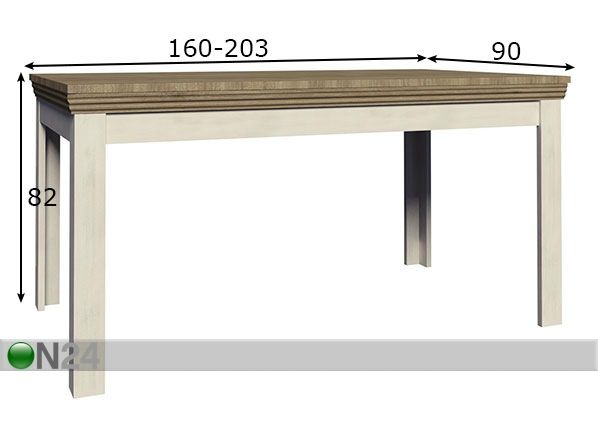Pikendatav söögilaud 90x160-203cm mõõdud