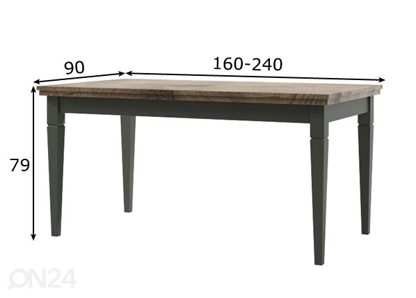 Pikendatav söögilaud 90x160-240 cm mõõdud