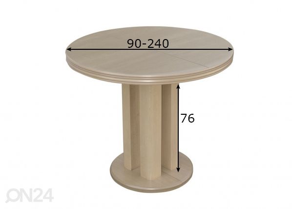 Pikendatav söögilaud 90x90-240 cm mõõdud