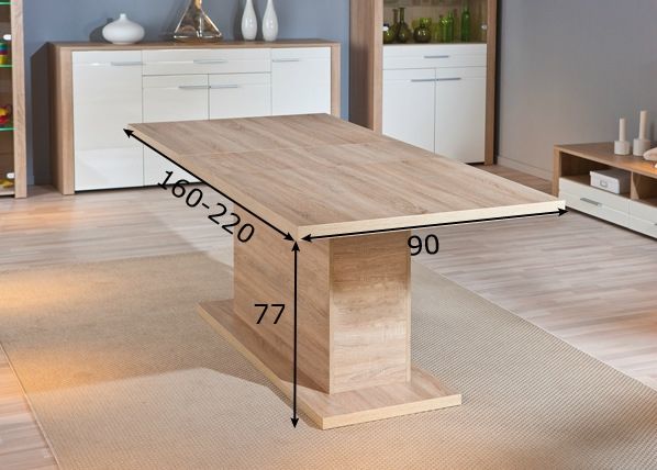 Pikendatav söögilaud Absoluto 160-200x90 cm mõõdud