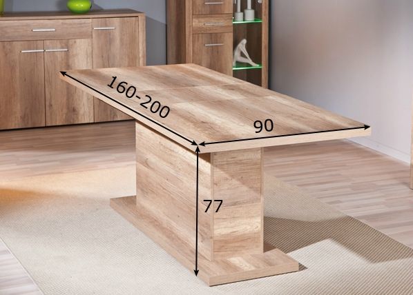 Pikendatav söögilaud Absoluto 160-200x90 cm mõõdud