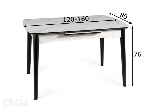 Pikendatav söögilaud Apollo 120-160x80 cm mõõdud