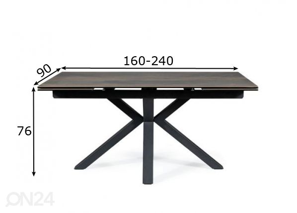 Pikendatav söögilaud Christopher 160-240x90 cm mõõdud