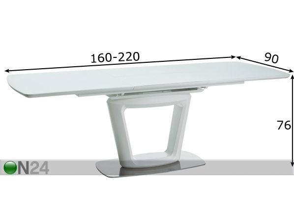 Pikendatav söögilaud Claudio II 160-220x90 cm mõõdud
