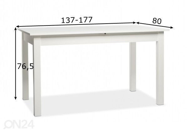 Pikendatav söögilaud Coburg 137-177x80 cm mõõdud